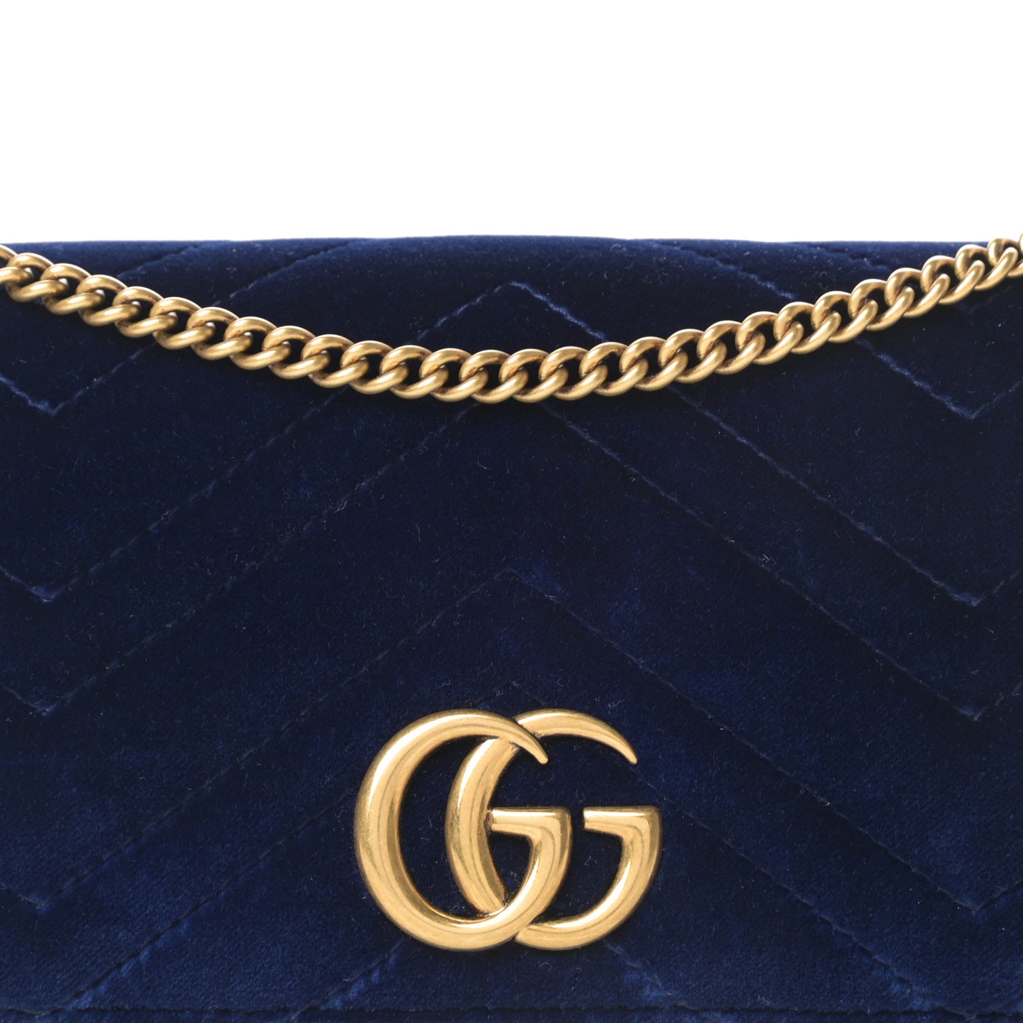 Velvet Matelasse GG Marmont Mini Bag Cobalt Blue