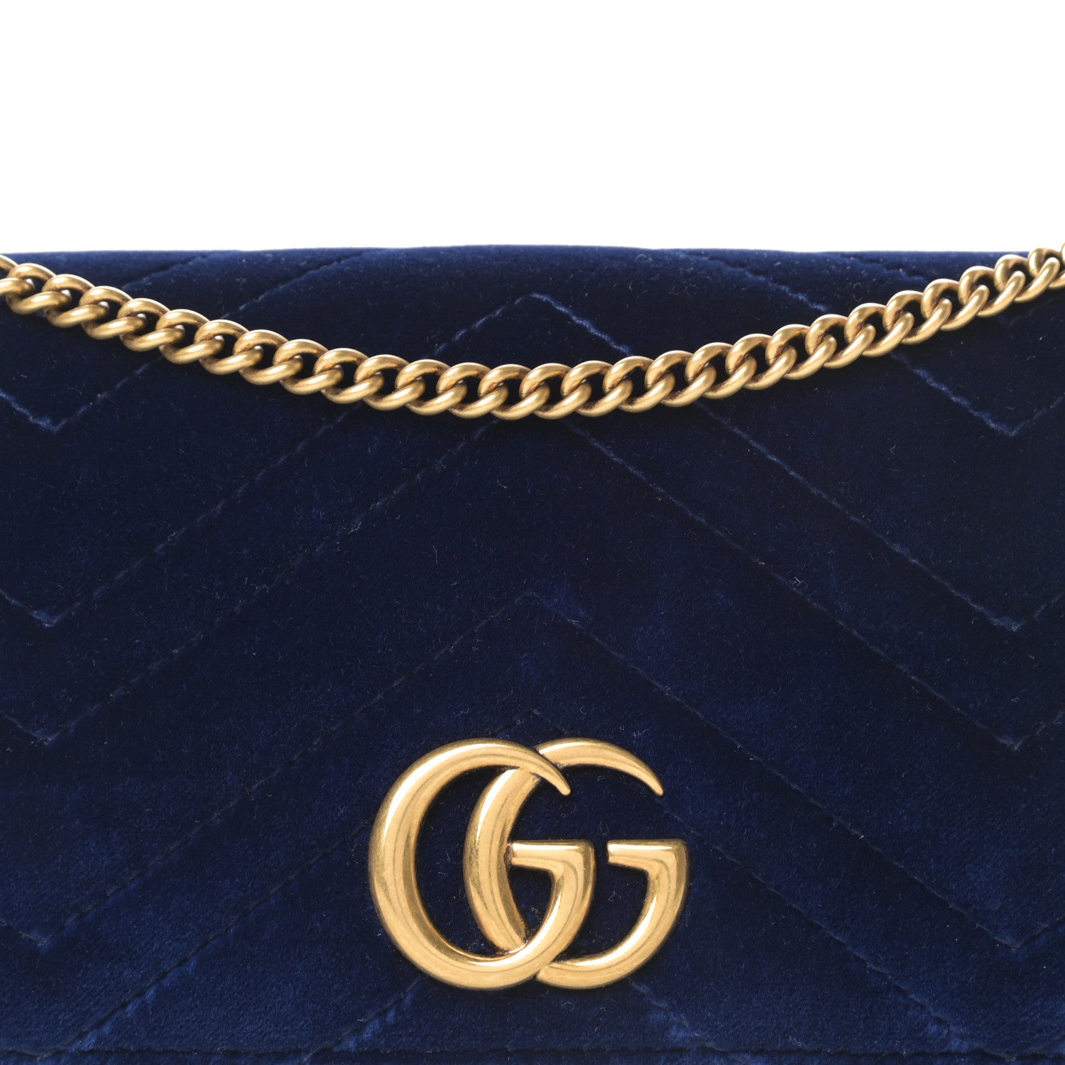 Gucci Velvet Matelasse GG Marmont Mini Bag Cobalt Blue 8 of 13