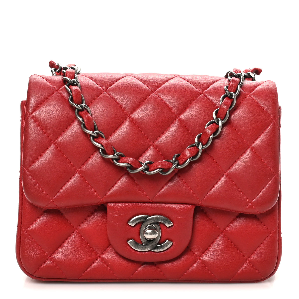 Chanel Lambskin Quilted Mini Square Flap Red 1 of 9