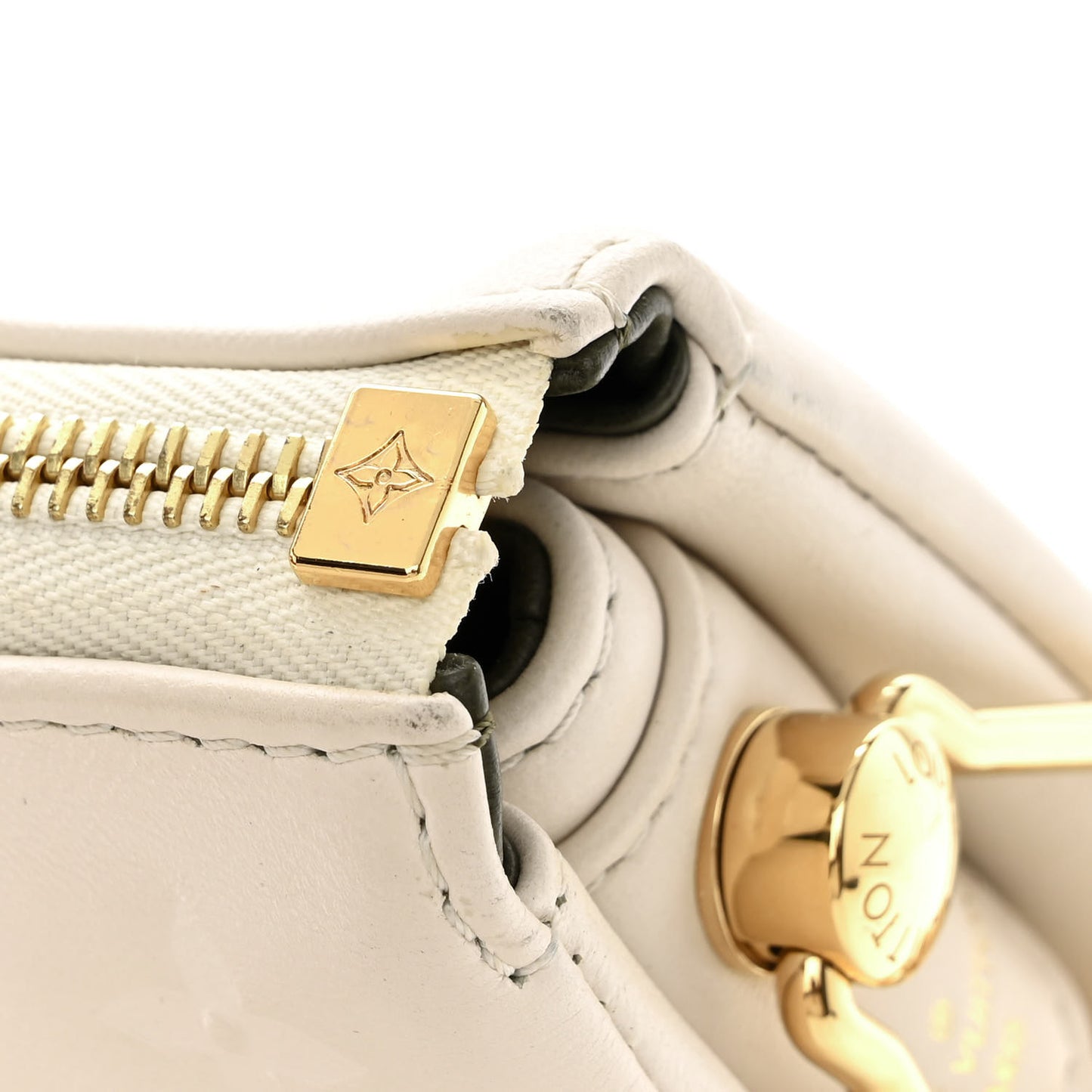 Lambskin Embossed Monogram Coussin PM Beige Cream