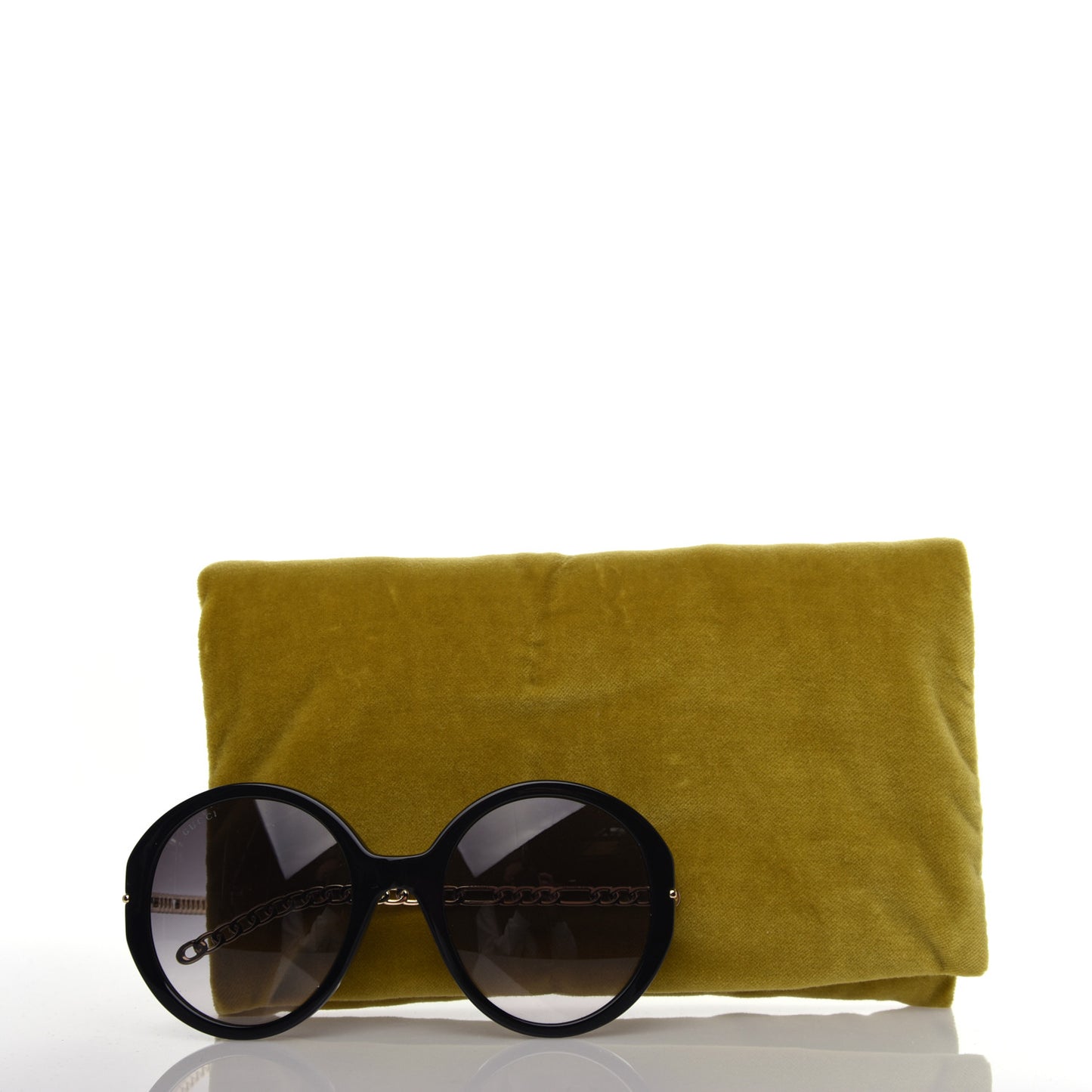 Acetate Detachable Charm Oversized Frame Round Sunglasses GG0726S Black