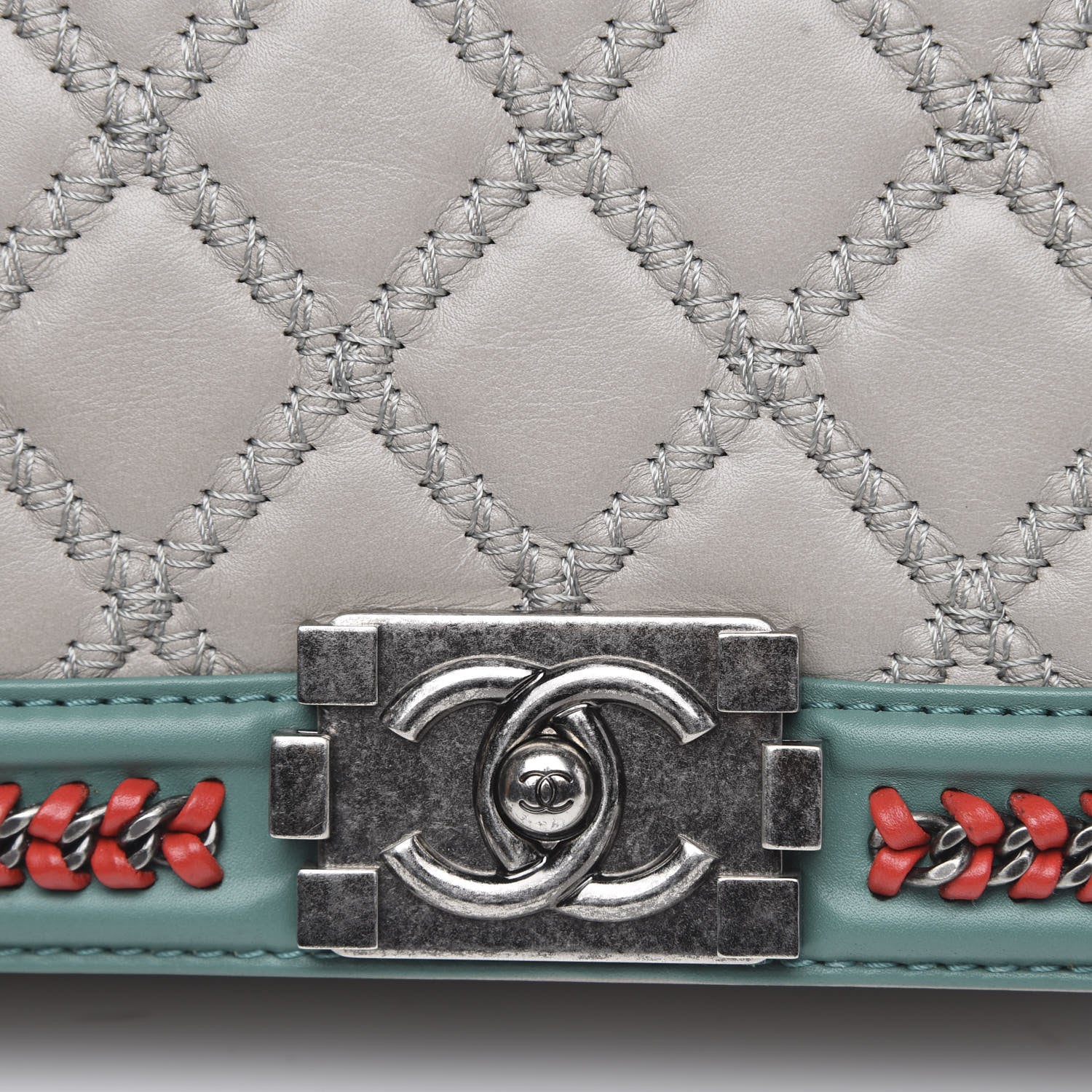 Chanel Calfskin Quilted Medium Boy Top Handle Flap Grey 9 of 11