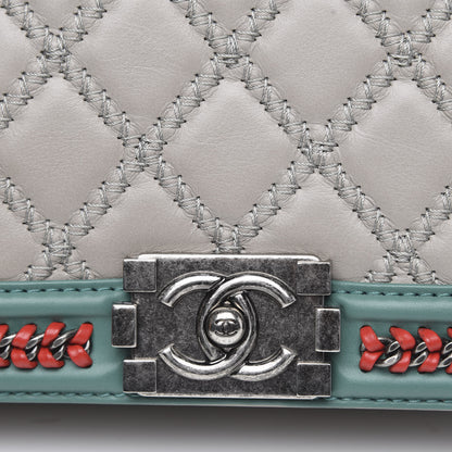Chanel Calfskin Quilted Medium Boy Top Handle Flap Grey 9 of 11