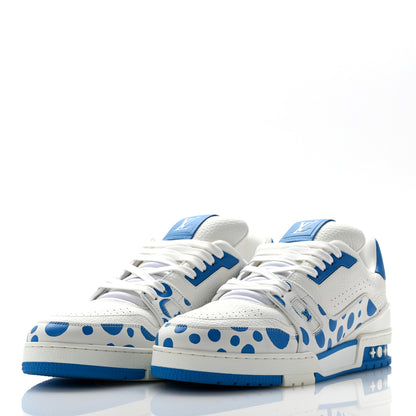 Louis Vuitton LV X YK Calfskin Printed Mens Infinity Dots Trainer Sneakers 11 White Blue 3 of 8