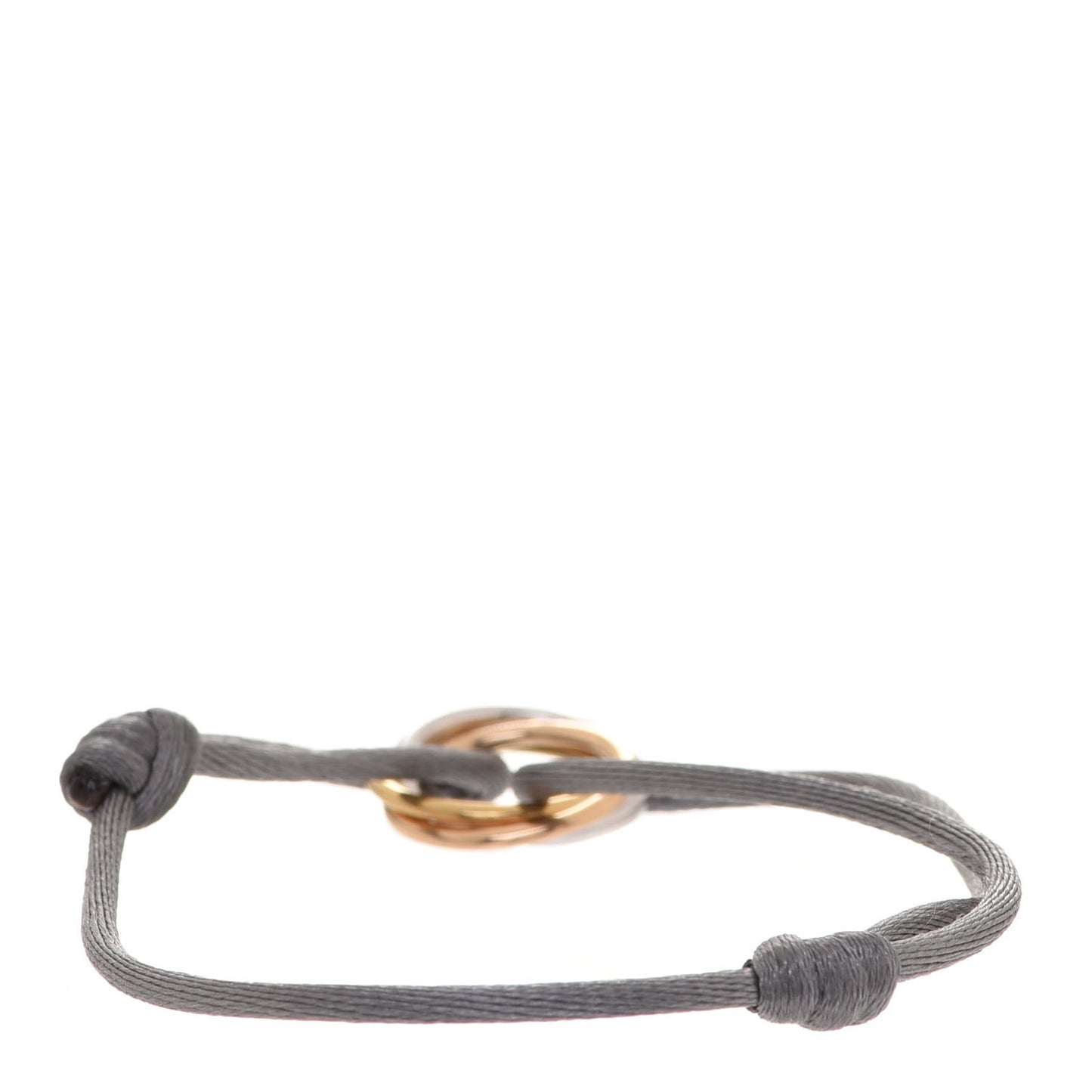 18K White Yellow Pink Gold Diamond Trinity Cord Bracelet Grey