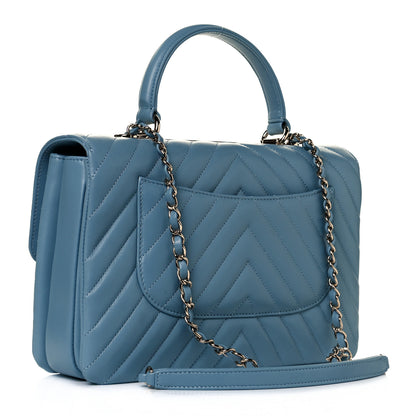 Chanel Lambskin Chevron Quilted Medium Trendy CC Dual Handle Flap Bag Light Blue 2 of 12