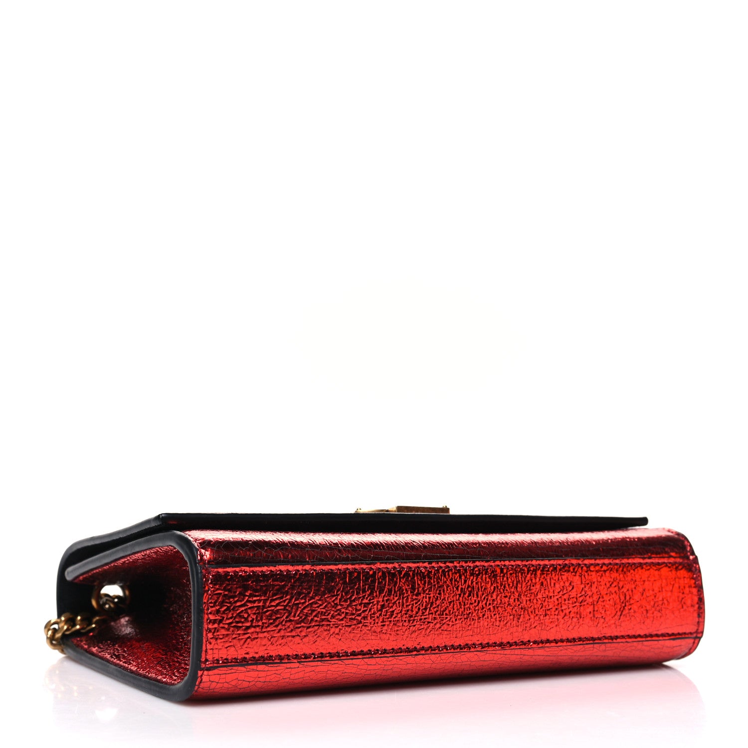 Saint Laurent Metallic Calfskin Small Classic Monogram Kate Satchel Red 3 of 10