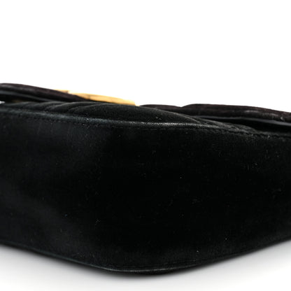 Gucci Velvet Matelasse Mini GG Marmont Shoulder Bag Black 10 of 14