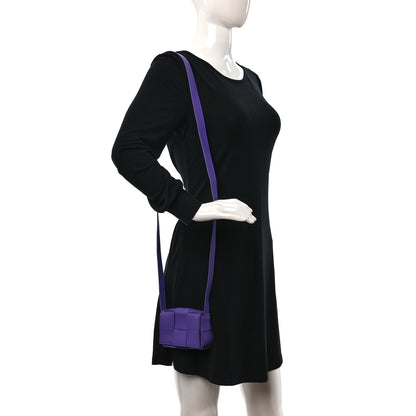 Bottega Veneta Lambskin Maxi Intrecciato Extra Mini Cassette Crossbody Bag Purple 2 of 8