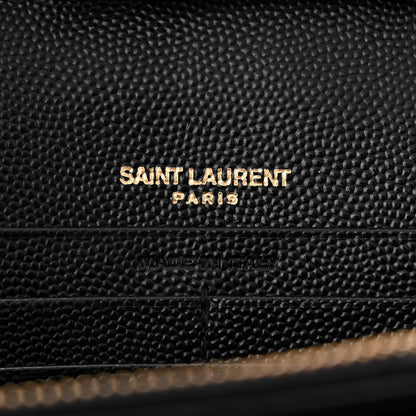 Saint Laurent Grain De Poudre Matelasse Chevron Monogram Chain Wallet Black 7 of 12