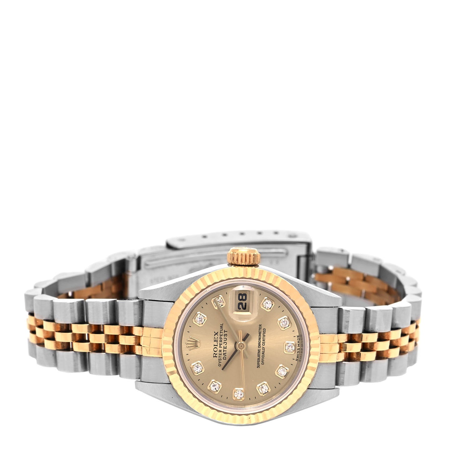 Stainless Steel 18K Yellow Gold Diamond 26mm Oyster Perpetual Datejust Watch Champagne 69173