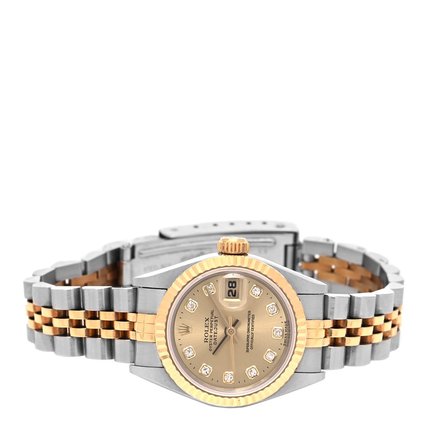Rolex Stainless Steel 18K Yellow Gold Diamond 26mm Oyster Perpetual Datejust Watch Champagne 69173 2 of 4