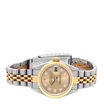 Rolex Stainless Steel 18K Yellow Gold Diamond 26mm Oyster Perpetual Datejust Watch Champagne 69173 2 of 4