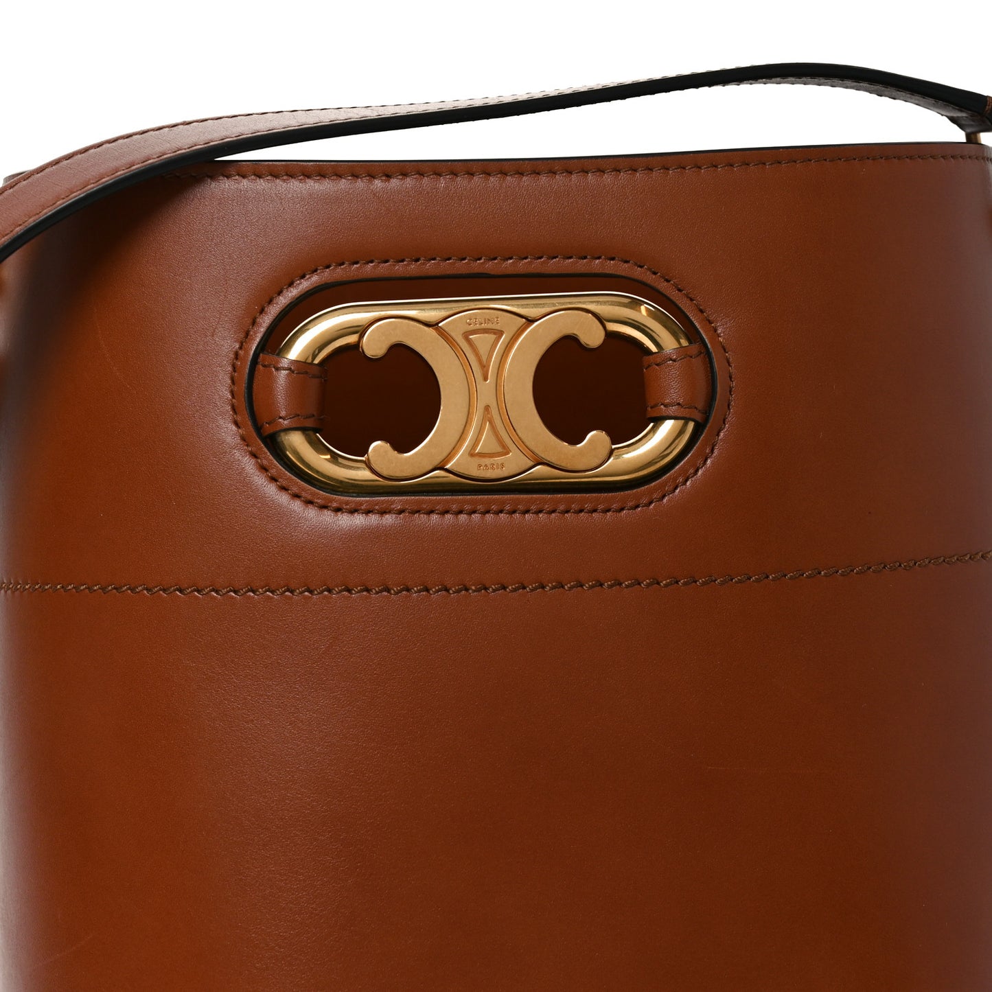 Satinated Calfskin Maillon Triomphe Bucket Bag Tan