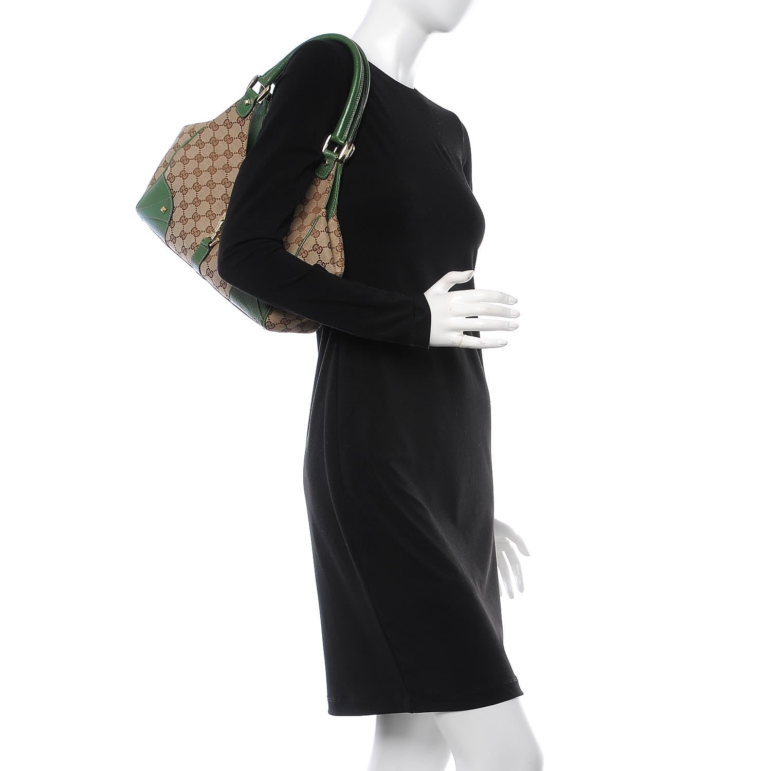 Gucci Monogram Calfskin Large Bardot Tote Green 2 of 14