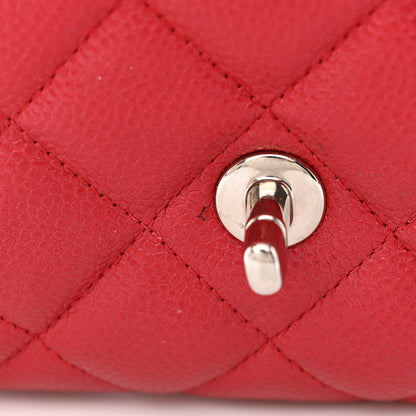 Chanel Caviar Quilted Clutch With Chain Flap Red 11 of 13