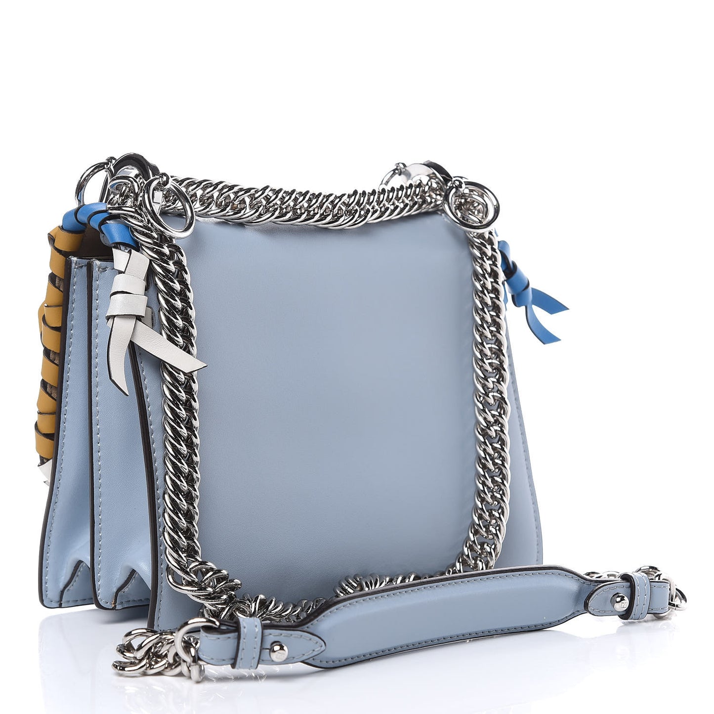 Vitello Liberty Whipstitch Bow Small Kan I Shoulder Bag Azzurro Polvere Multicolor