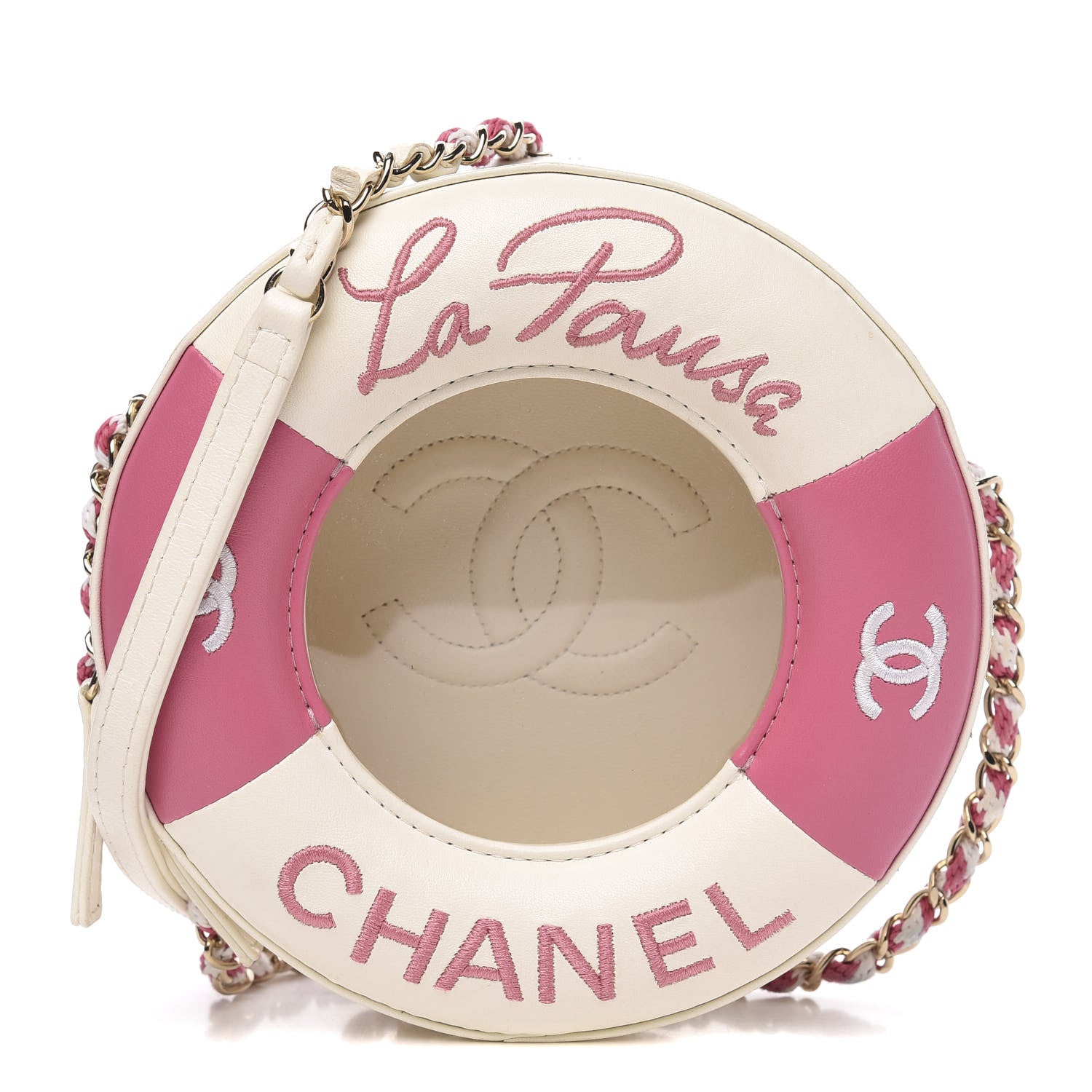 Chanel Lambskin Coco Lifesaver Round Bag Pink White 1 of 13