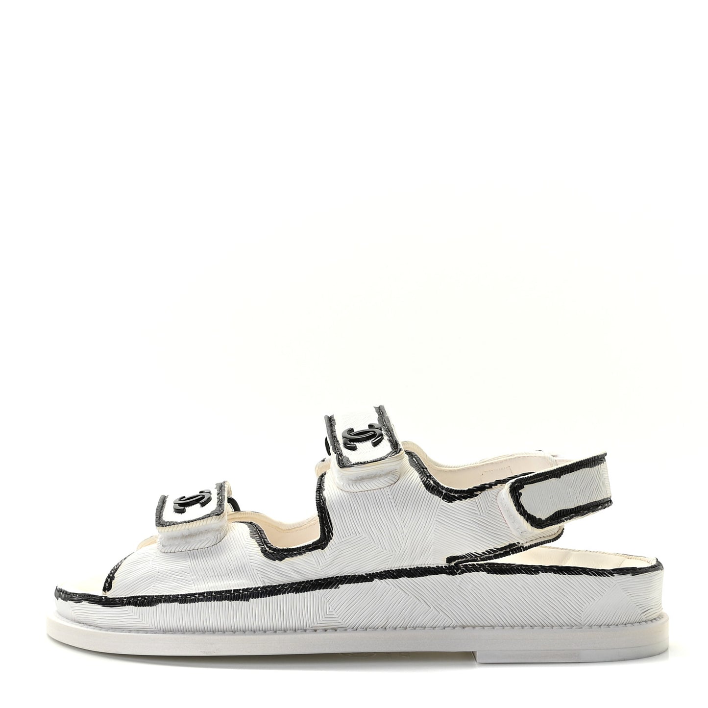 Printed Calfskin Velcro Dad Sandals 36.5 White Black