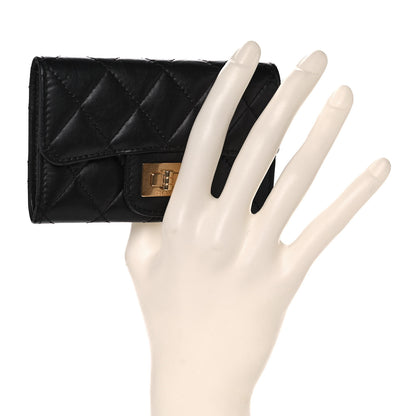 Chanel Aged Calfskin Quilted Reissue Flap Card Holder Black 2 of 15