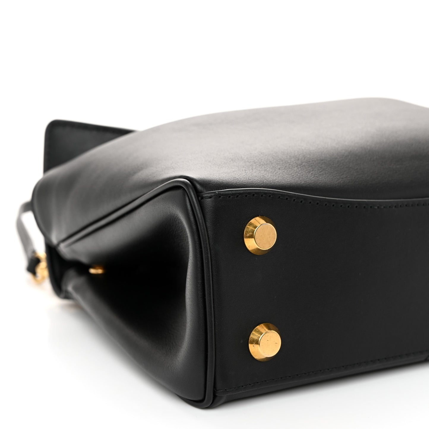 Natural Smooth Calfskin Mini Rodeo Top Handle Handbag Black