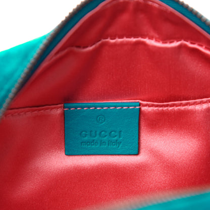 Gucci Velvet Matelasse Small GG Marmont Chain Shoulder Bag Pavone Cyan 9 of 11