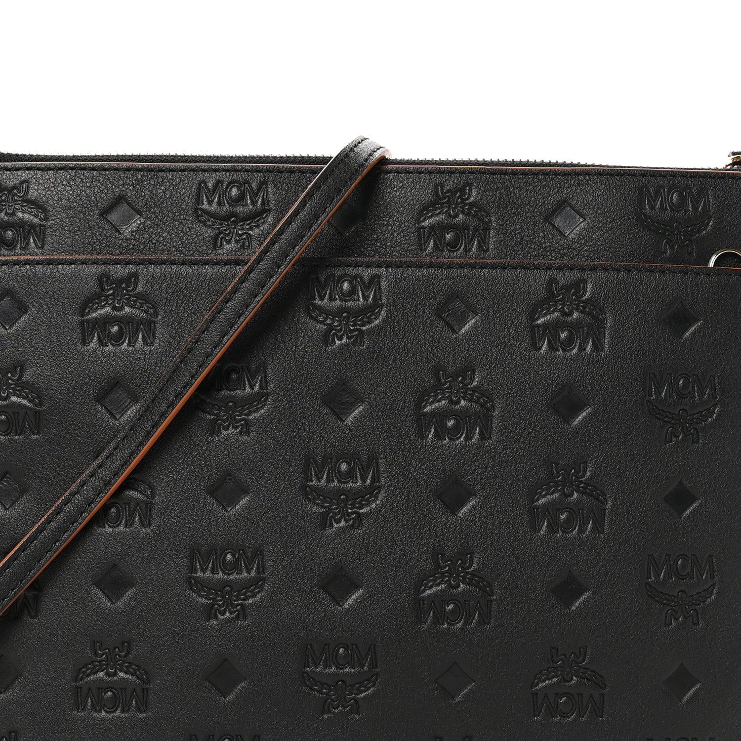 MCM Calfskin Monogram Klara Crossbody Pouch Black 8 of 11