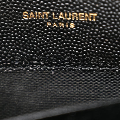 Saint Laurent Grain De Poudre Matelasse Chevron Monogram Envelope Chain Wallet Black 6 of 11