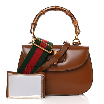 Gucci Boarded Dyana Lux Calfskin Web Small Bamboo 1947 Top Handle Bag Brown 3 of 11