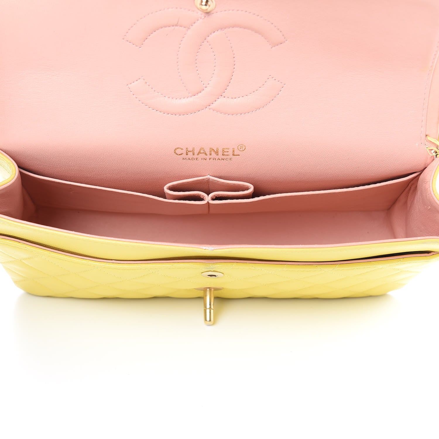 Chanel Lambskin Quilted Medium Double Flap Yellow 5 of 24