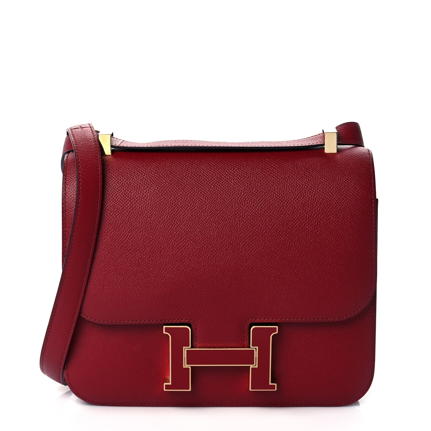 Hermes Epsom Enamel Constance 24 Rouge Grenat 1 of 10
