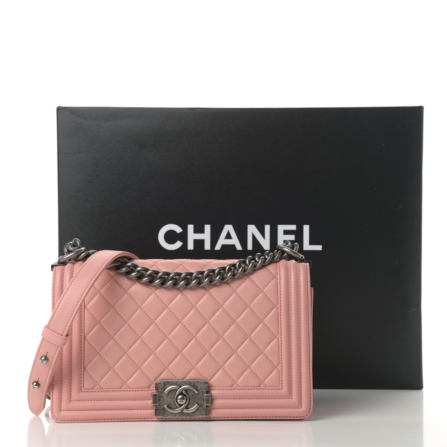 Chanel Lambskin Quilted Medium Boy Flap Light Pink 15 of 15