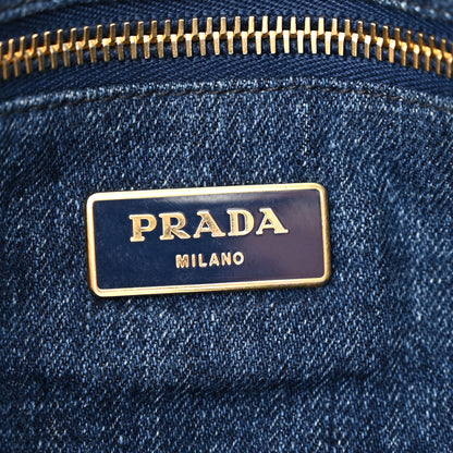 Prada Denim Logo Tote Bleu 6 of 10