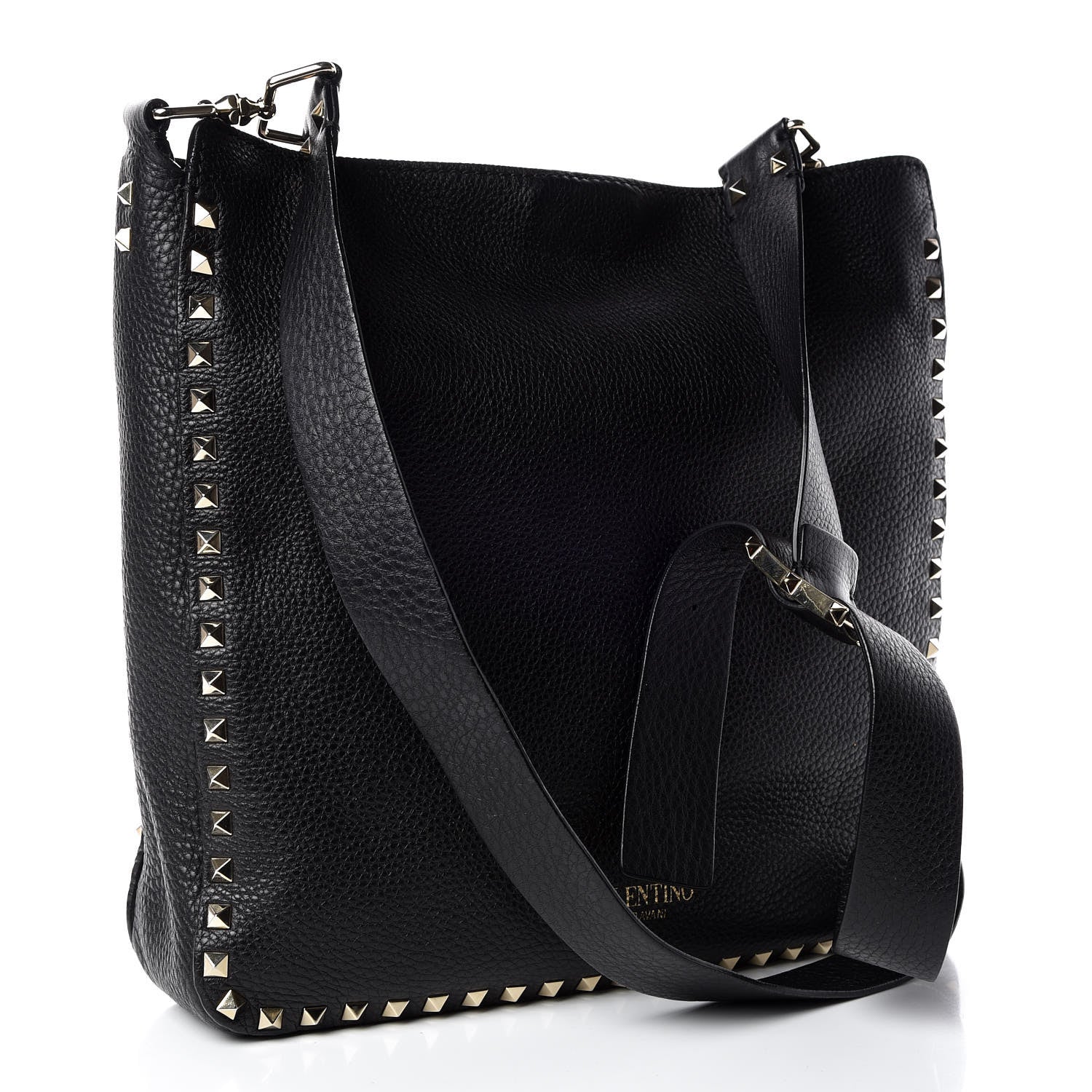 Valentino Garavani Pebbled Calfskin Large Rockstud Flip-Lock Messenger Bag Black 3 of 9