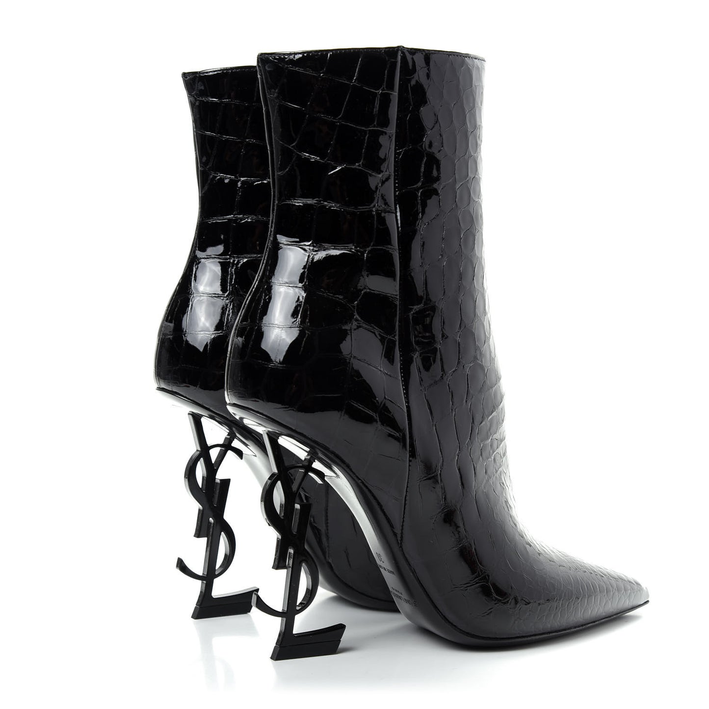Alligator Embossed Patent Calfskin Opyum 110 Ankle Boots 38 Black