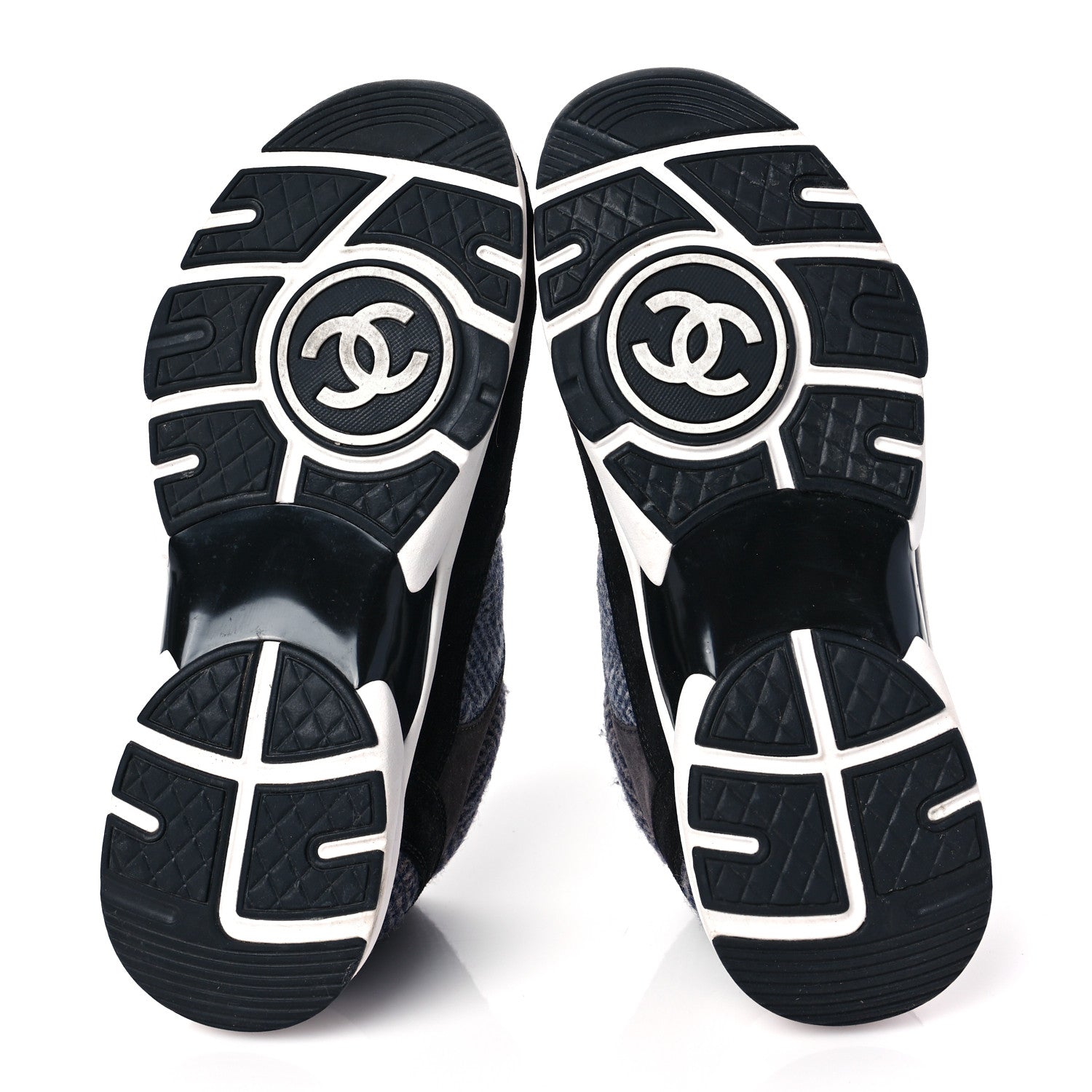 Chanel Fabric Suede Calfskin CC Sneakers 39 Black Grey Dark Grey 6 of 6