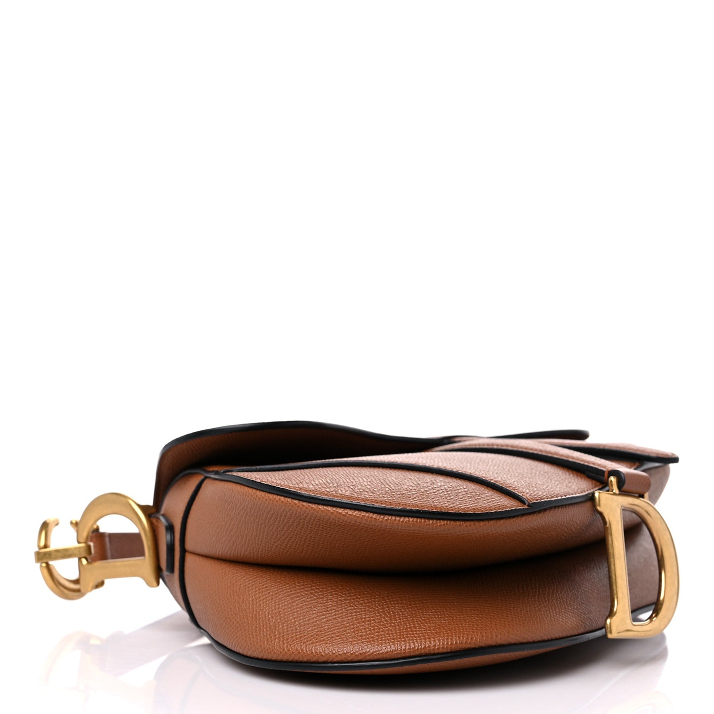 Grained Calfskin Saddle Bag Camello