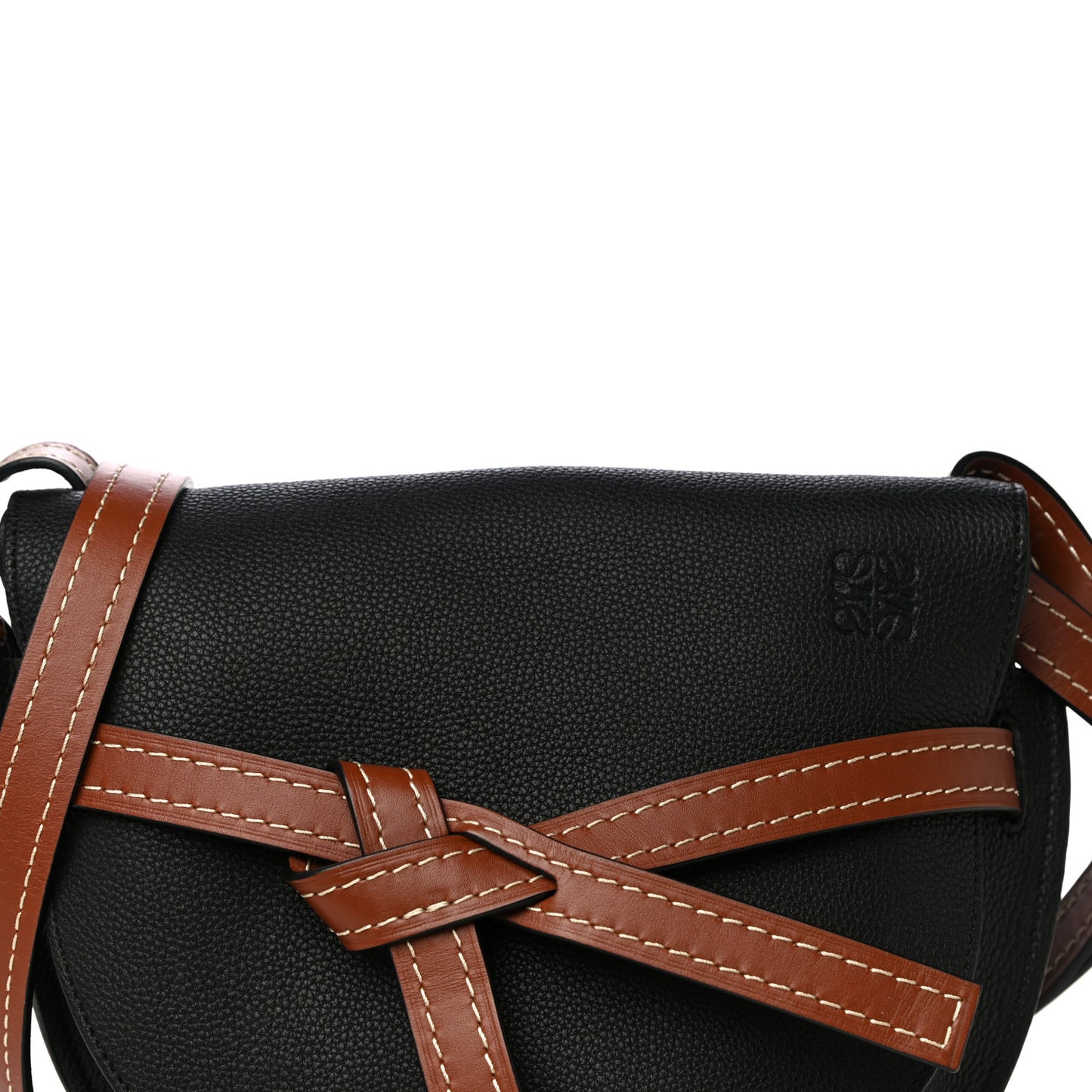 Grained Calfskin Small Gate Crossbody Bag Pecan Black