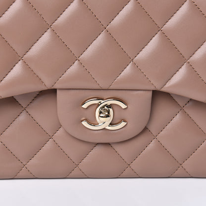 Chanel Lambskin Quilted Jumbo Double Flap Dark Beige 9 of 12
