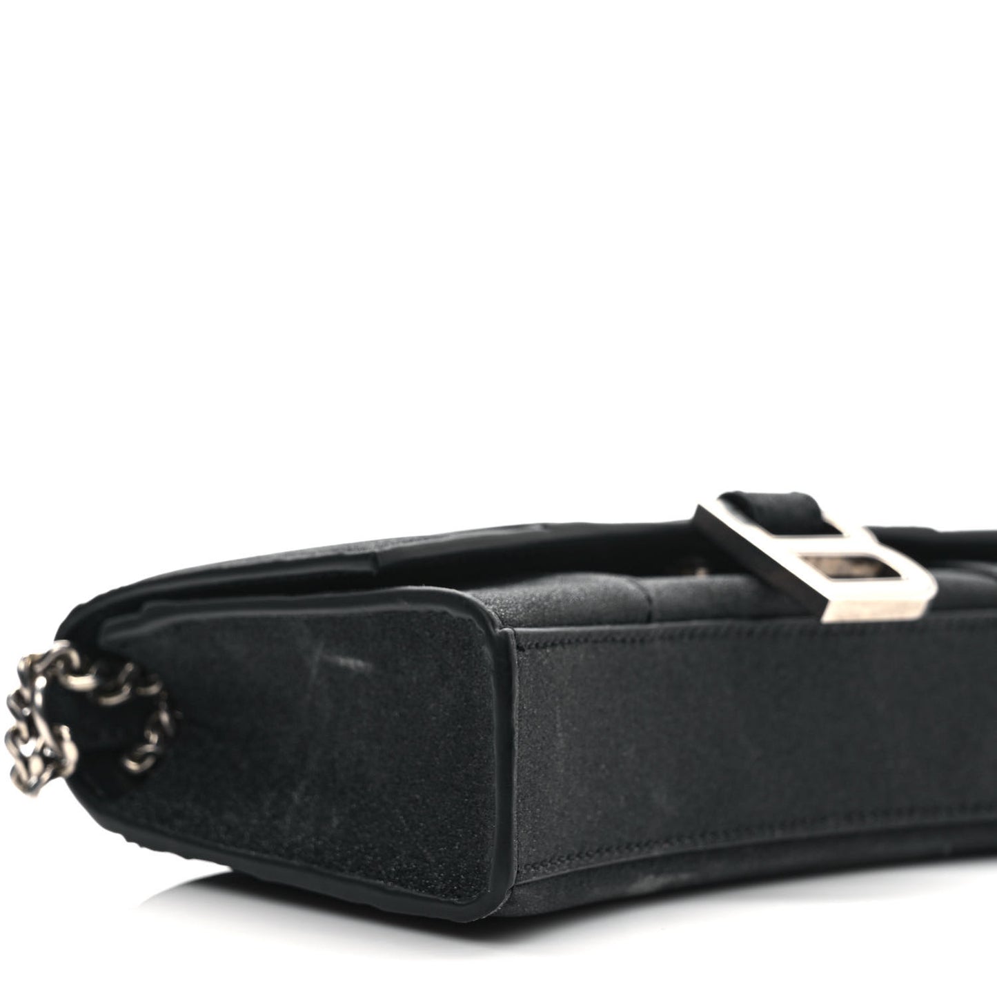 Glitter Fabric Hourglass Chain Bag Black