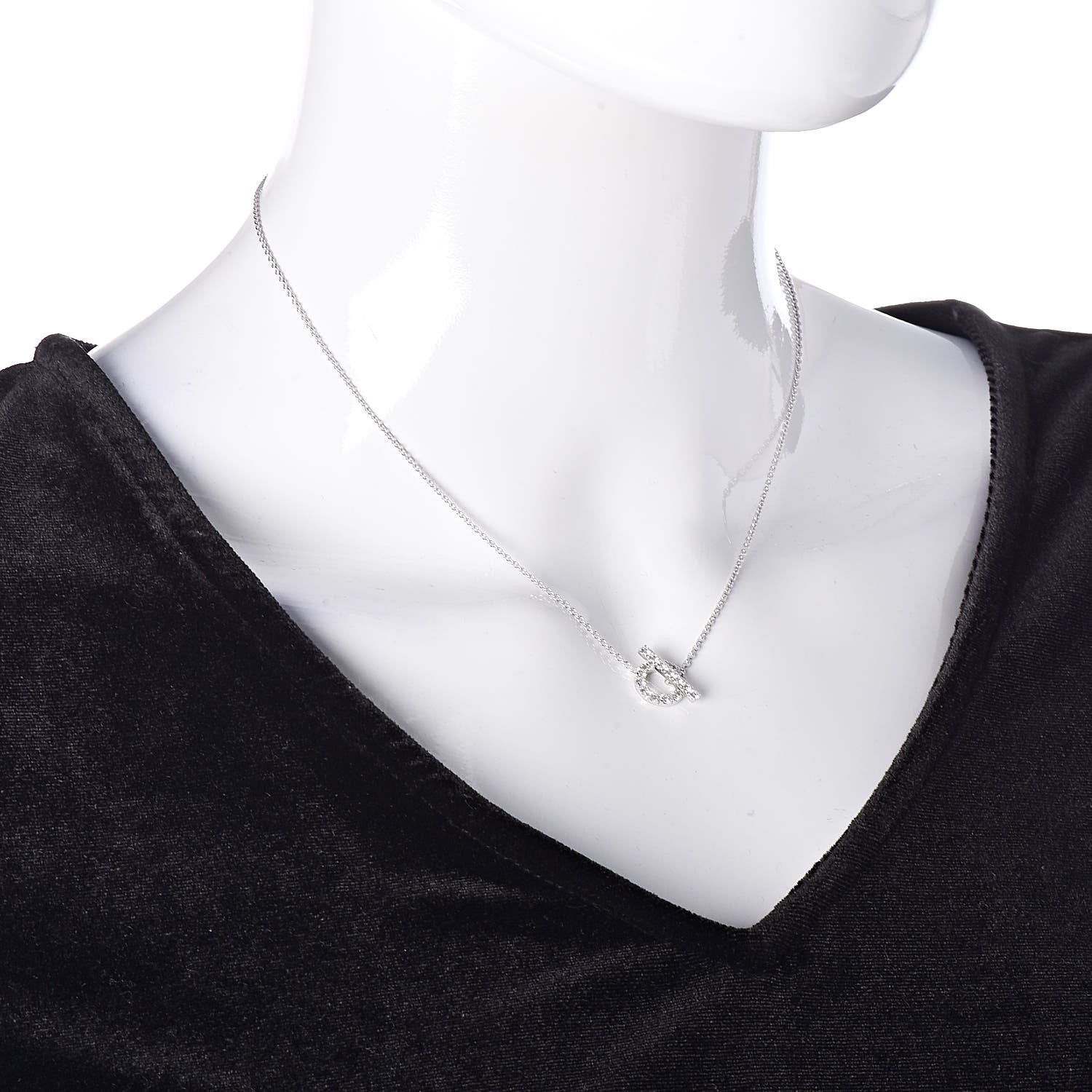 Hermes 18K White Gold Diamond Finesse Pendant Necklace 2 of 6