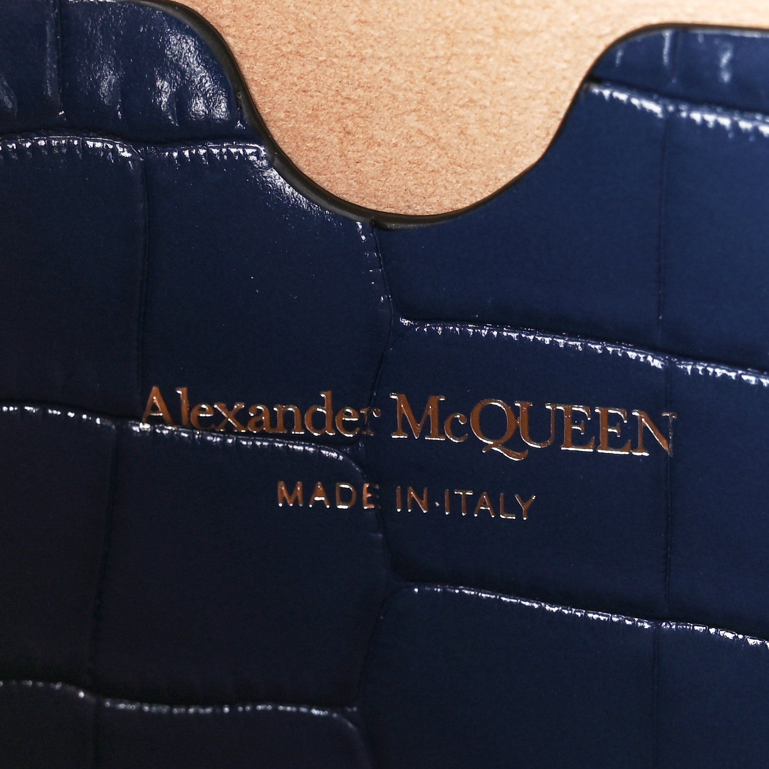Alexander McQueen Calfskin Crocodile Embossed Box Shoulder Bag 21 Blue 6 of 10