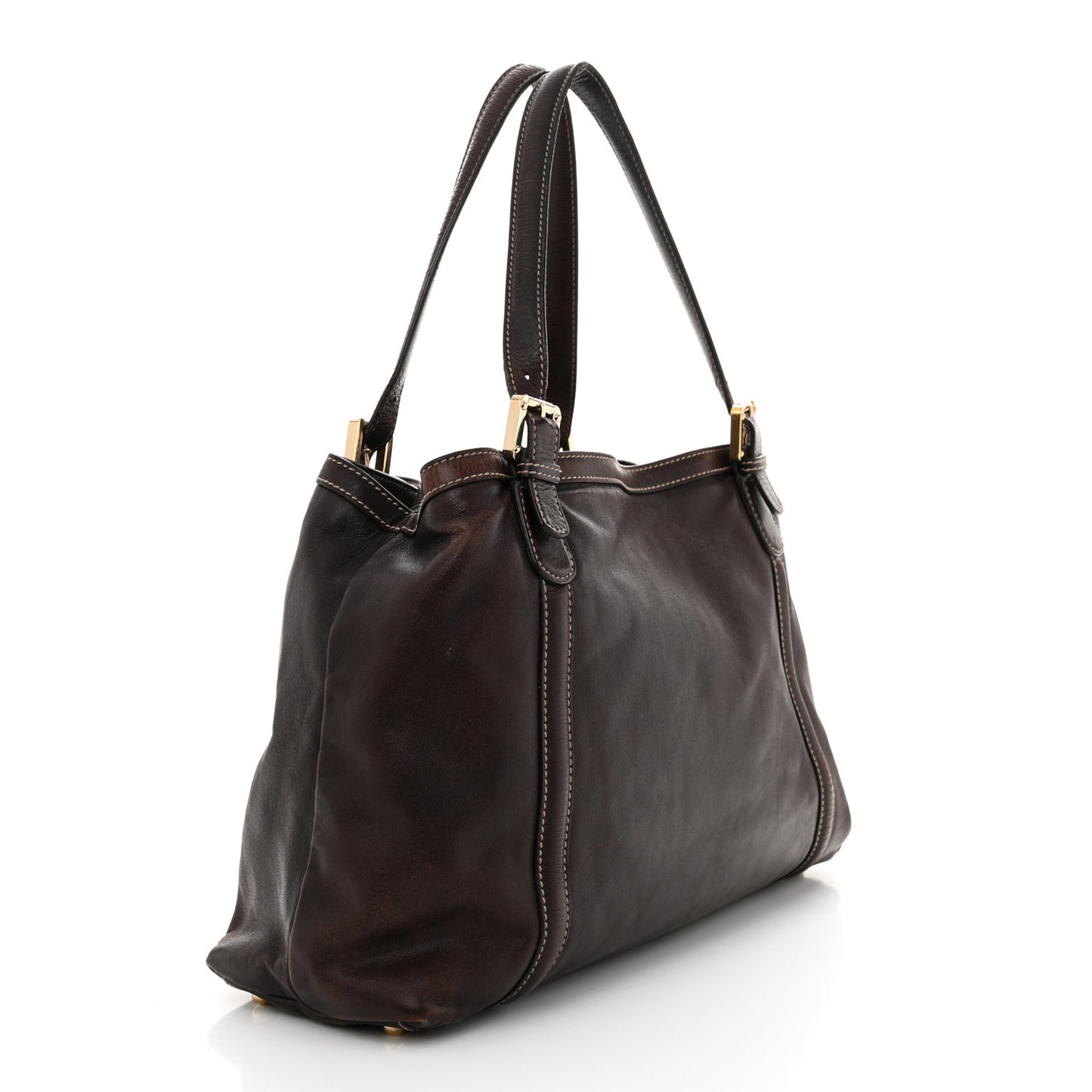 Calfskin Medium Britt Tote Dark Brown