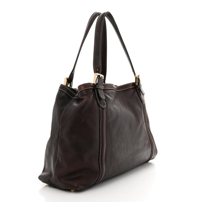Gucci Calfskin Medium Britt Tote Dark Brown 3 of 17