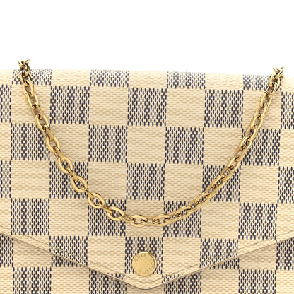 Louis Vuitton Damier Azur Pochette Felicie Chain Wallet Rose Ballerine 10 of 19