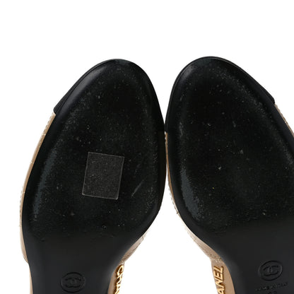 Chanel Lambskin Grosgrain Cap Toe CC Ankle Strap Sandals 36 Beige Black 9 of 10