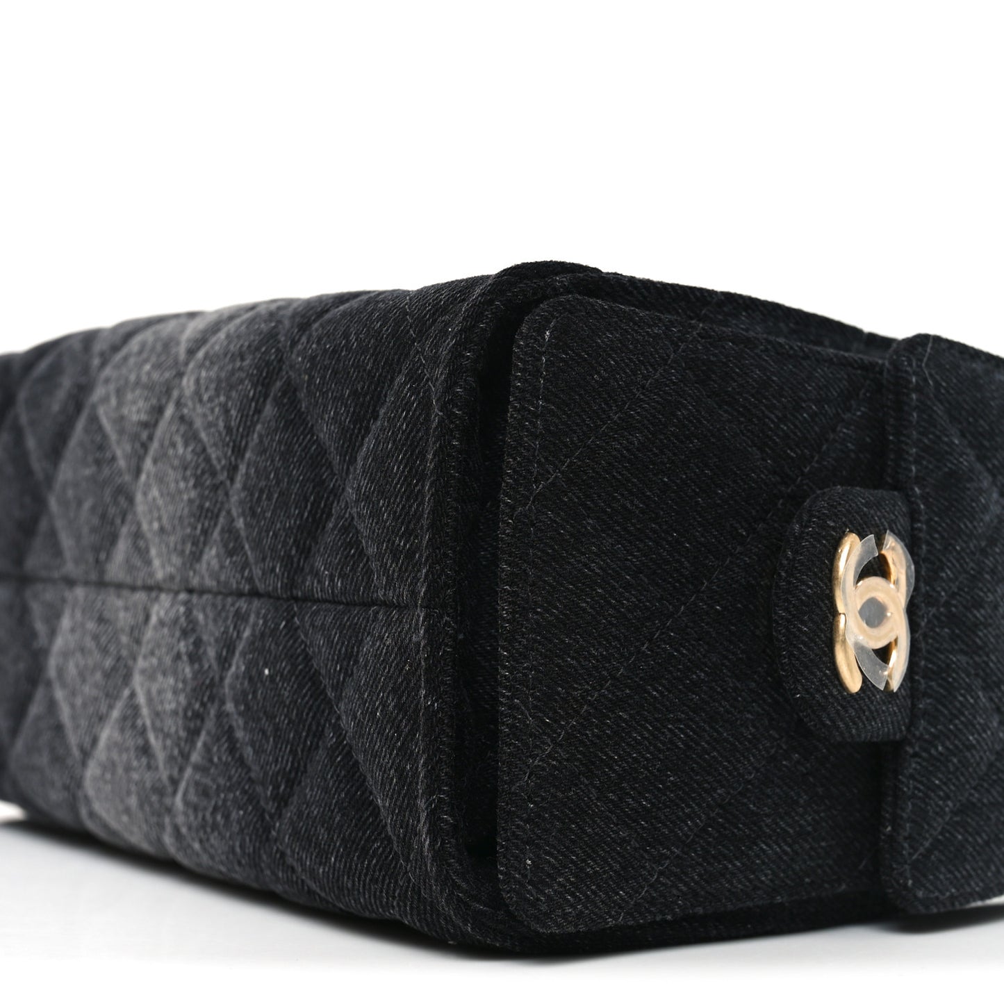 Washed Denim Quilted Mini Chanel 25 Handbag Black