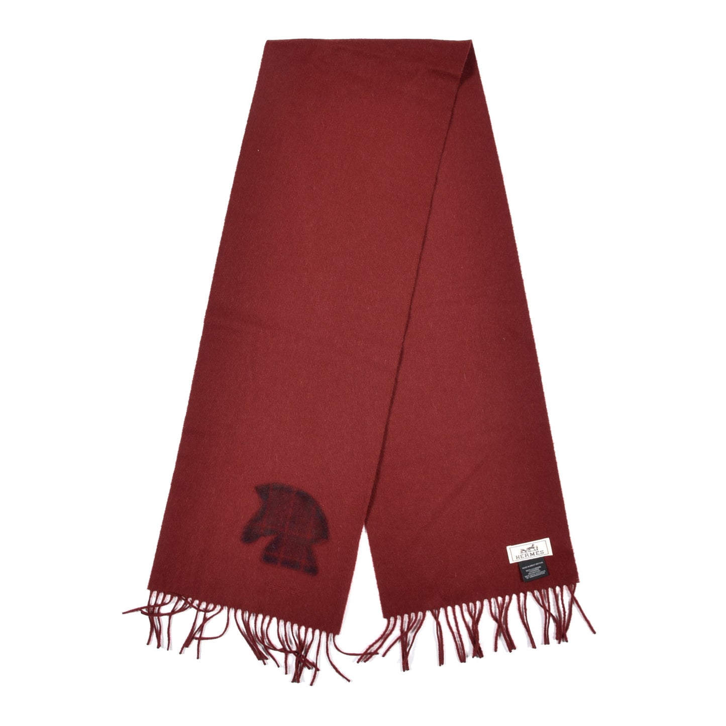 Cashmere Highlands Embroidered Patch Muffler Rouge H