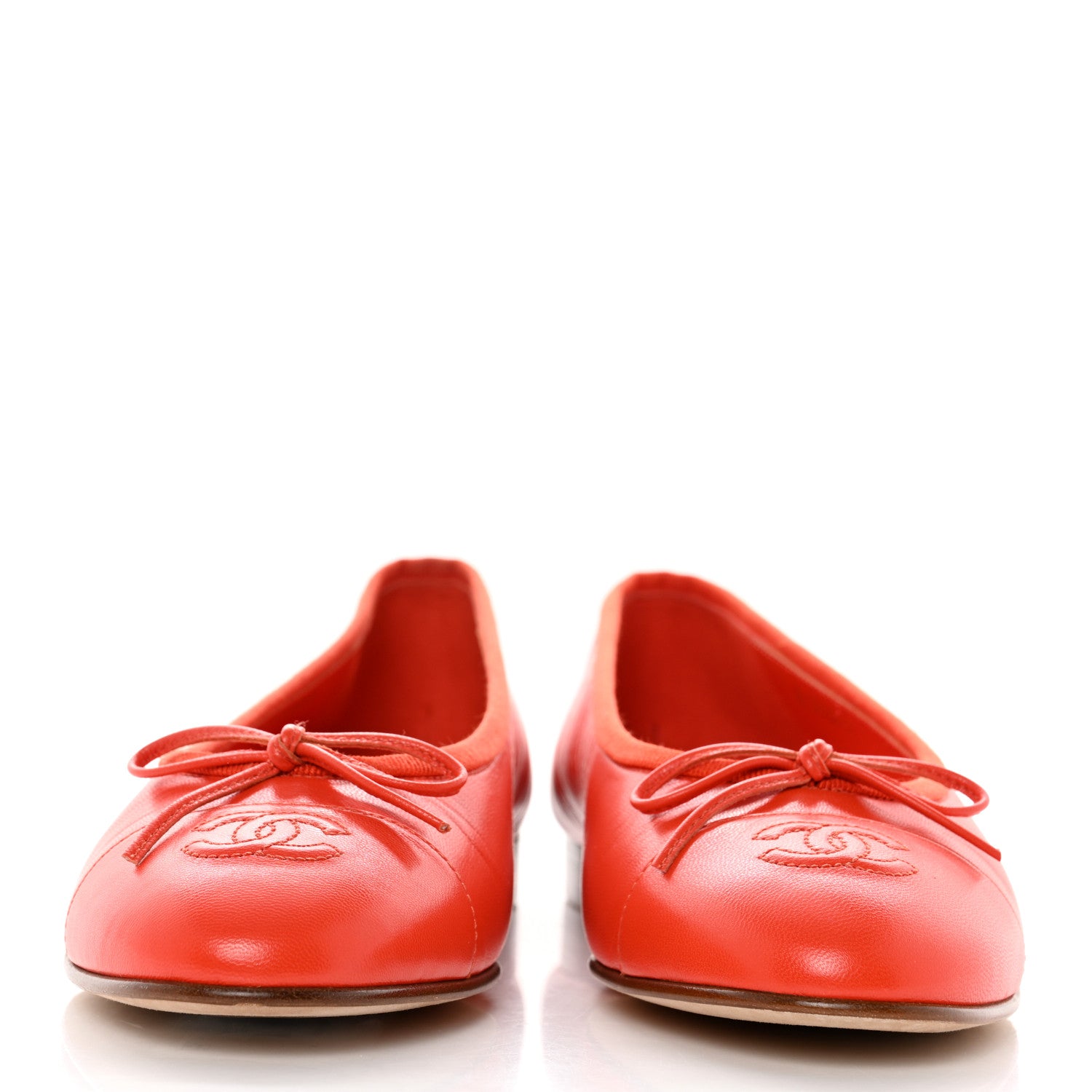 Chanel Goatskin Cap Toe CC Ballerina Flats 37 Orange 2 of 9