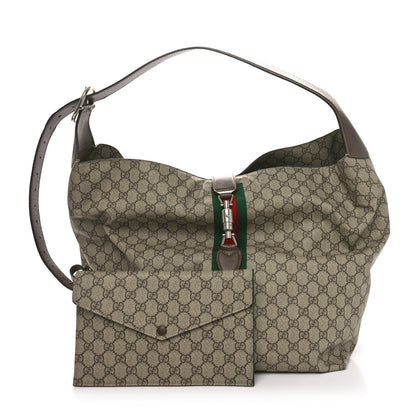 Gucci GG Supreme Monogram Calfskin Web Medium Jackie 1961 Shoulder Bag Beige Brown Sugar 2 of 11